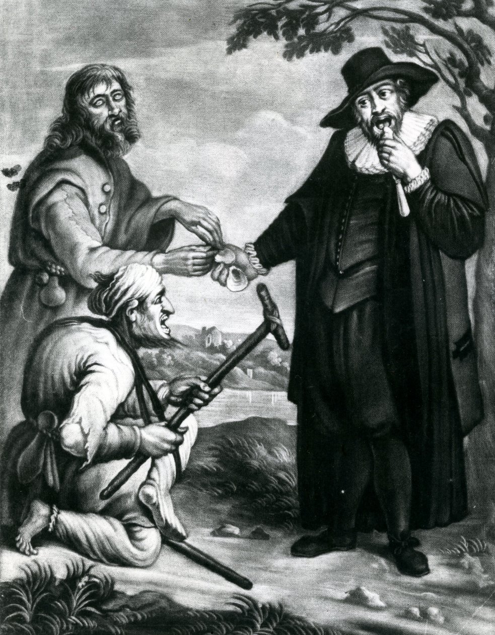 Ator Cego, Lame Parte Réu, As leis amigas cuidado imparcial, Uma concha para ele uma concha para ti, O meio na taxa advogados c.1700-40 (mezzotint) de Unbekannt Unbekannt