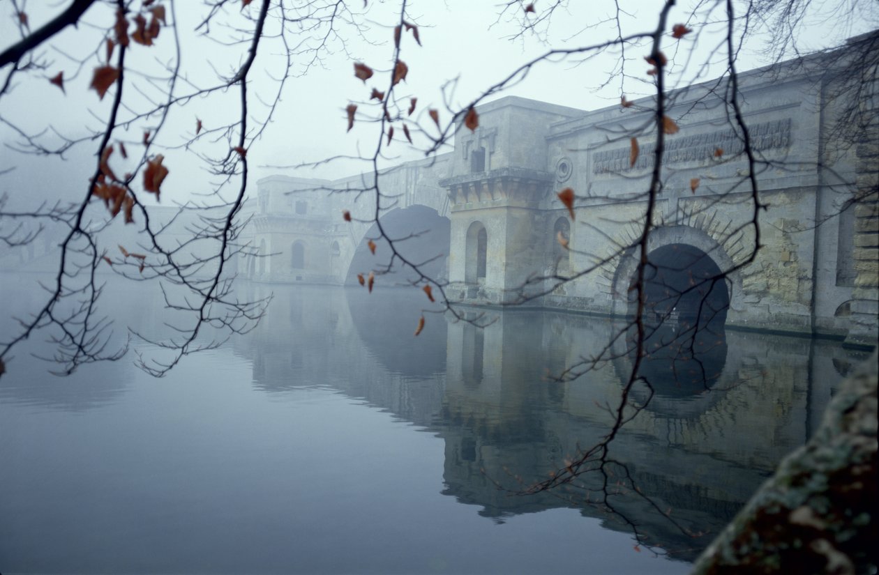 Ponte, sobre, a, lago, blenheim, palácio, oxfordshire, construído, c.1705-24, século de Unbekannt Unbekannt