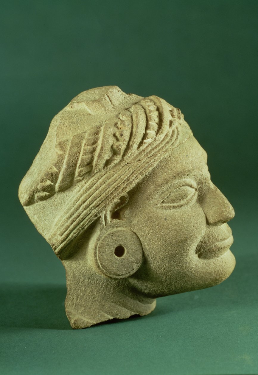 Cabeça de turbante de arenito polido, Sarnath, século III aC de Unbekannt Unbekannt