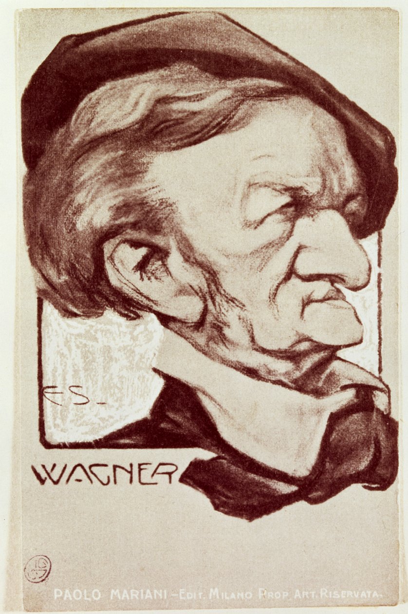 Caricatura de Richard Wagner, publicada por Edit. Milano Prop Art Reservata de Unbekannt Unbekannt