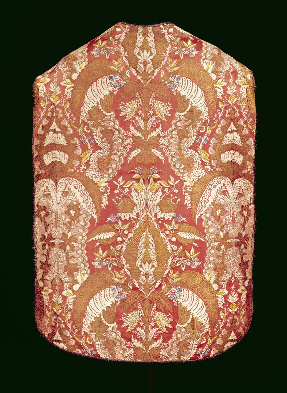 Casula, seda estampada de renda, francês, c.1720 de Unbekannt Unbekannt