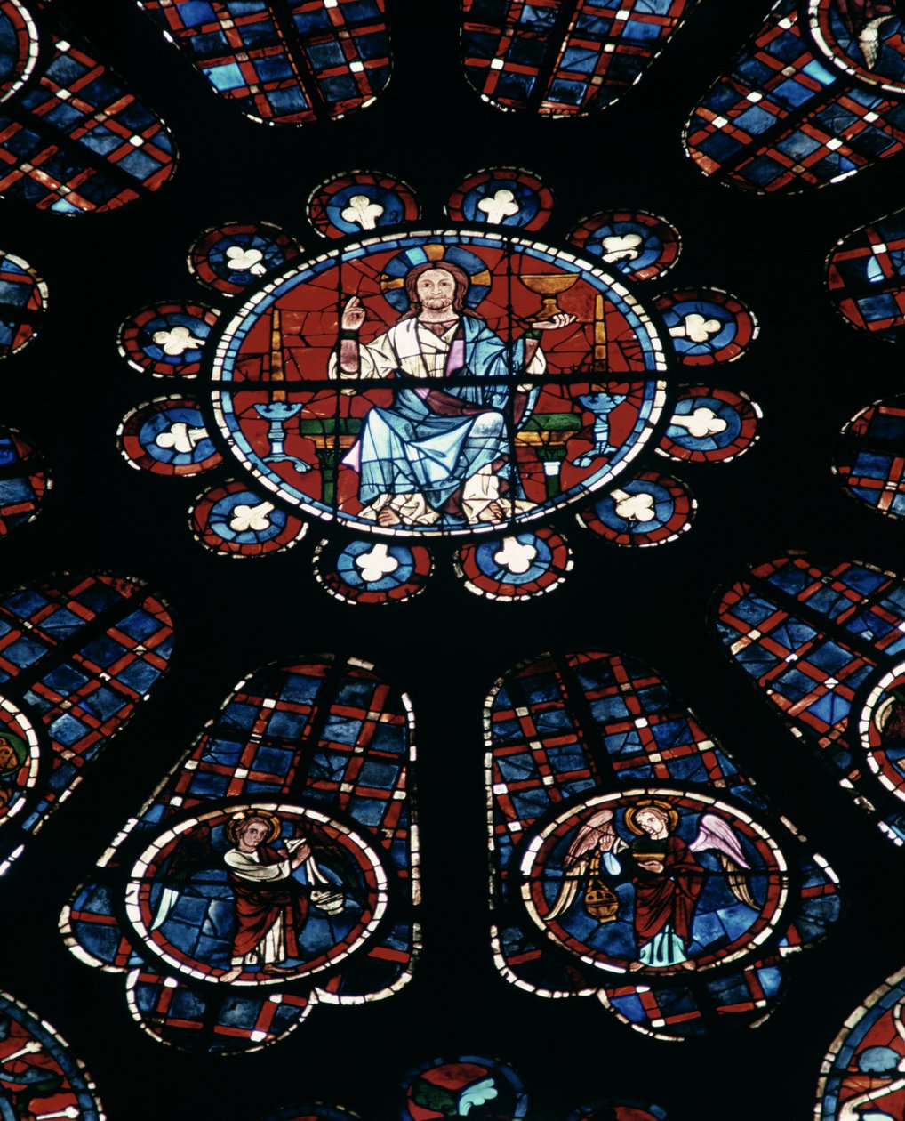 Cristo em majestade; janela rosa do sul, c.1226 de Unbekannt Unbekannt