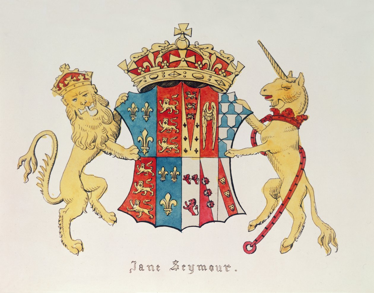 Brasão de Jane Seymour (c.1509-37), terceira esposa do rei Henrique VIII de Inglaterra (1491-1547) (impressão) de Unbekannt Unbekannt