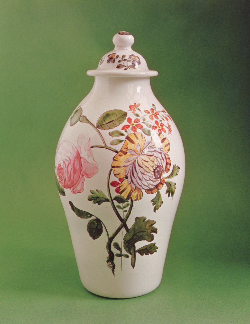 Frasco de vidro branco opaco coberto de forma de potiche chinesa, c.1760 de Unbekannt Unbekannt