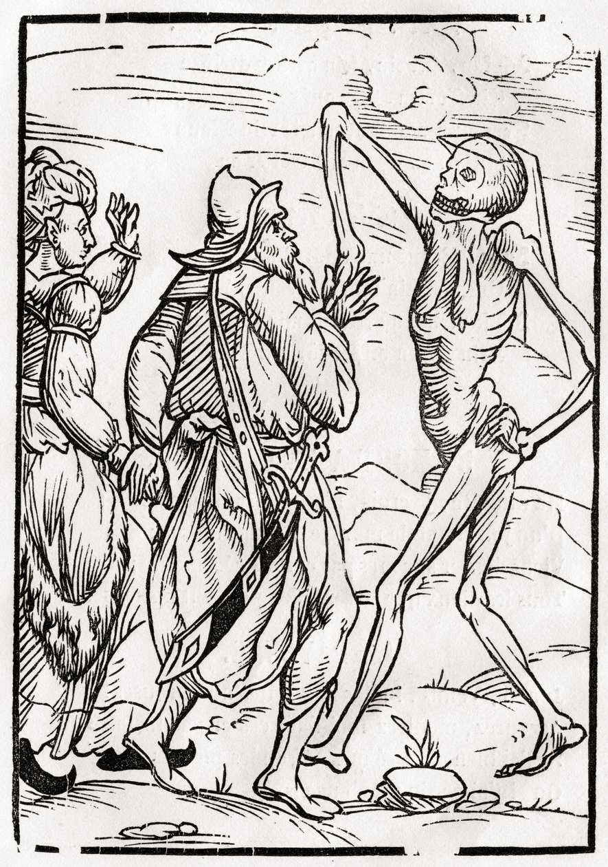 A morte chega para o marido incrédulo, de &39;Der Todten Tanz&39;, publicado Basel, 1843 de Unbekannt Unbekannt