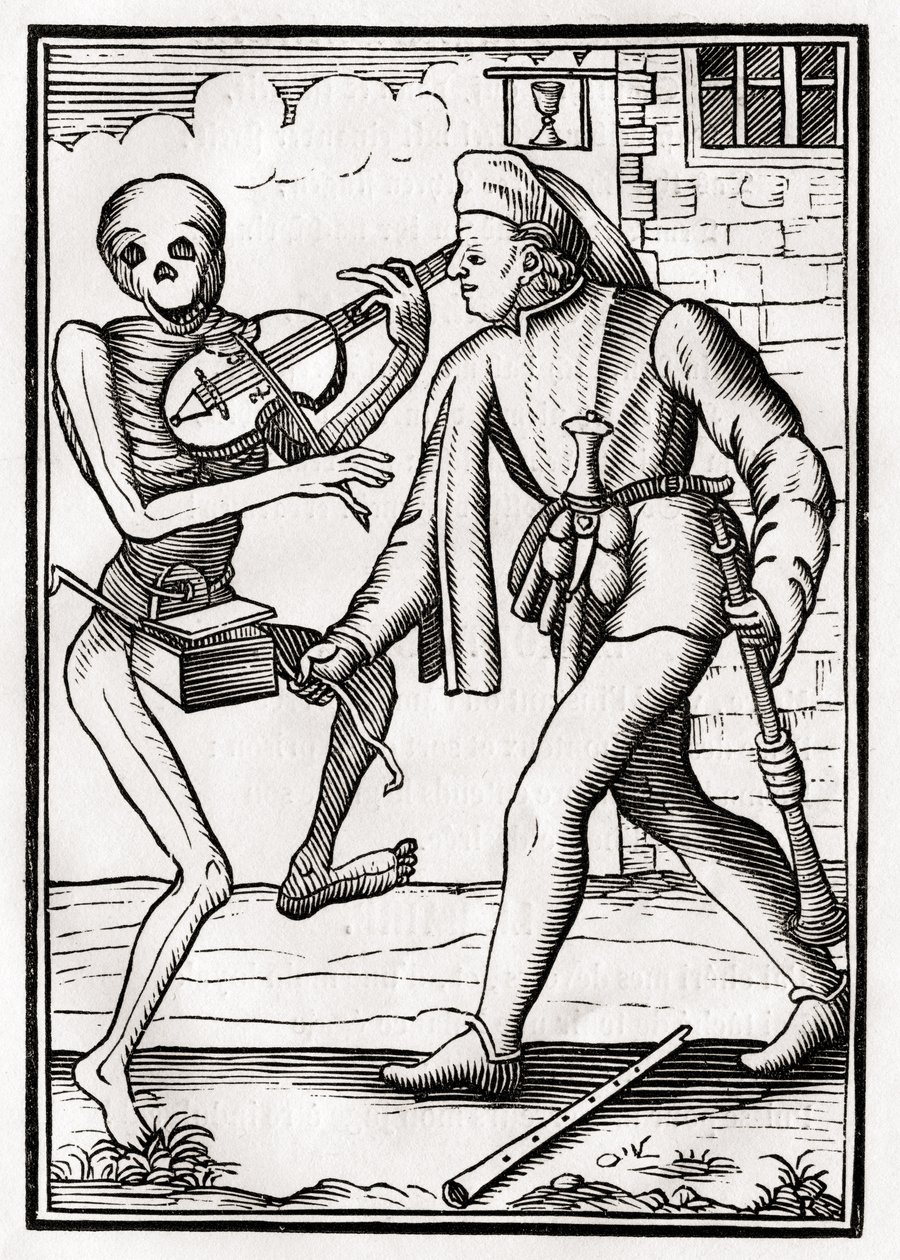 Morte chega ao músico, de &39;Der Todten Tanz&39;, publicado Basel, 1843 (lito) de Unbekannt Unbekannt