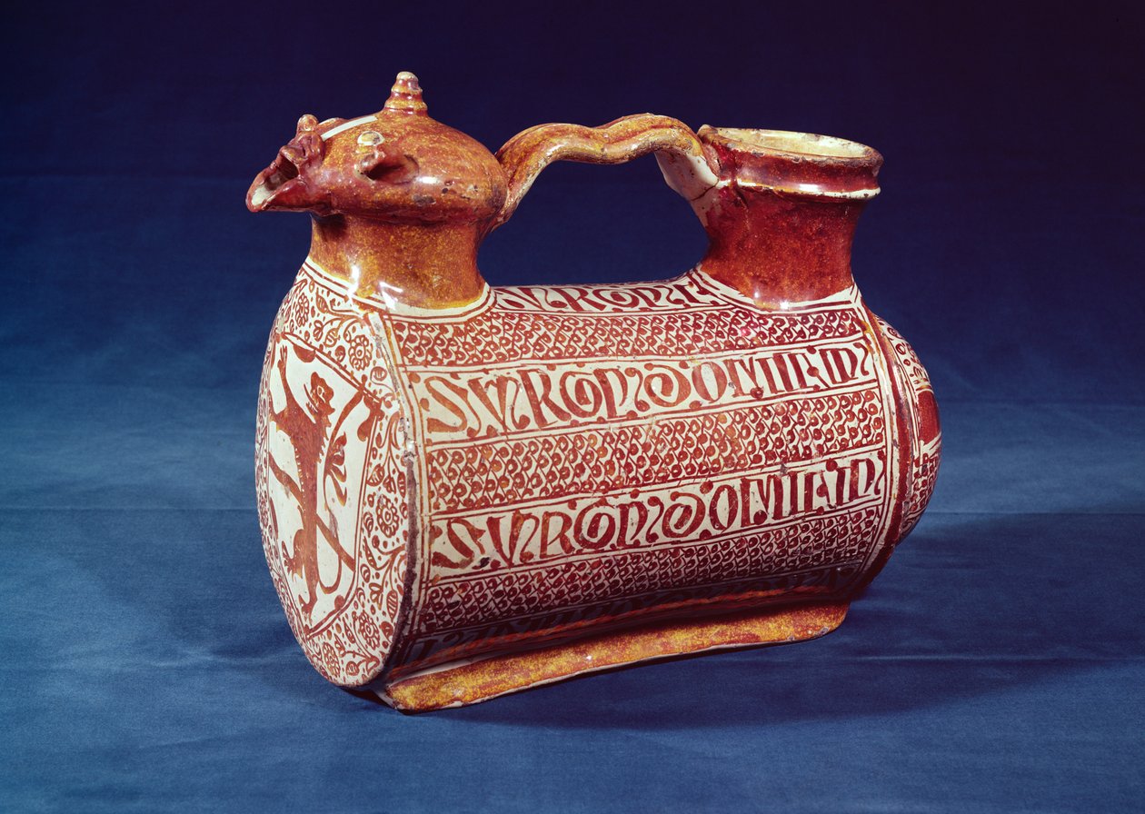 Jarro com decoração lustrosa, início do século XVI, usado para derramar água sobre as mãos durante e entre os cursos de Unbekannt Unbekannt