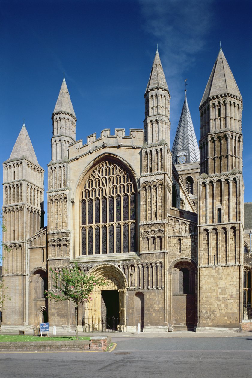 Vista exterior da entrada oeste da Catedral de Rochester de Unbekannt Unbekannt