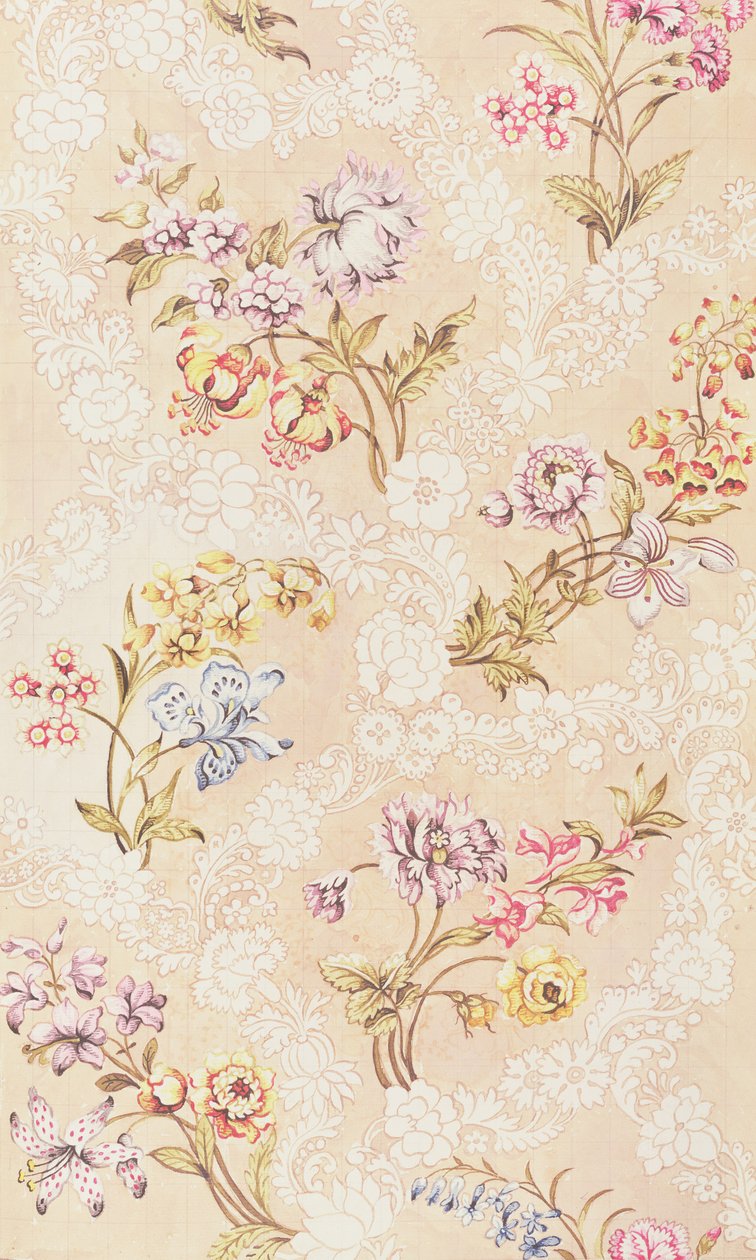 Design floral com peônias, lírios e rosas para seda Spitalfields, por Anna Maria Garthwaite (1690-1763), 1744 de Unbekannt Unbekannt