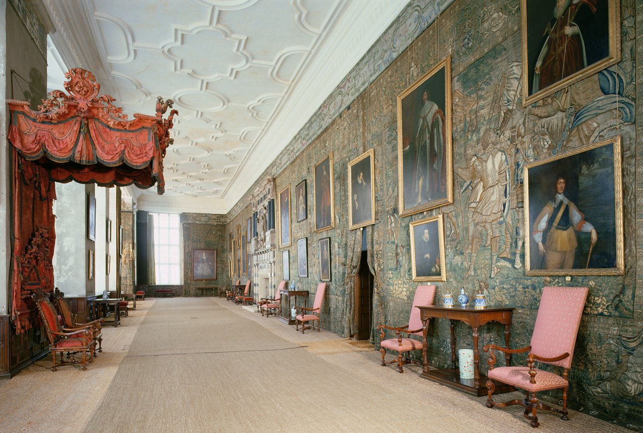 Hardwick Hall (1590-97), Interior da Long Gallery, Derbyshire, Reino Unido de Unbekannt Unbekannt