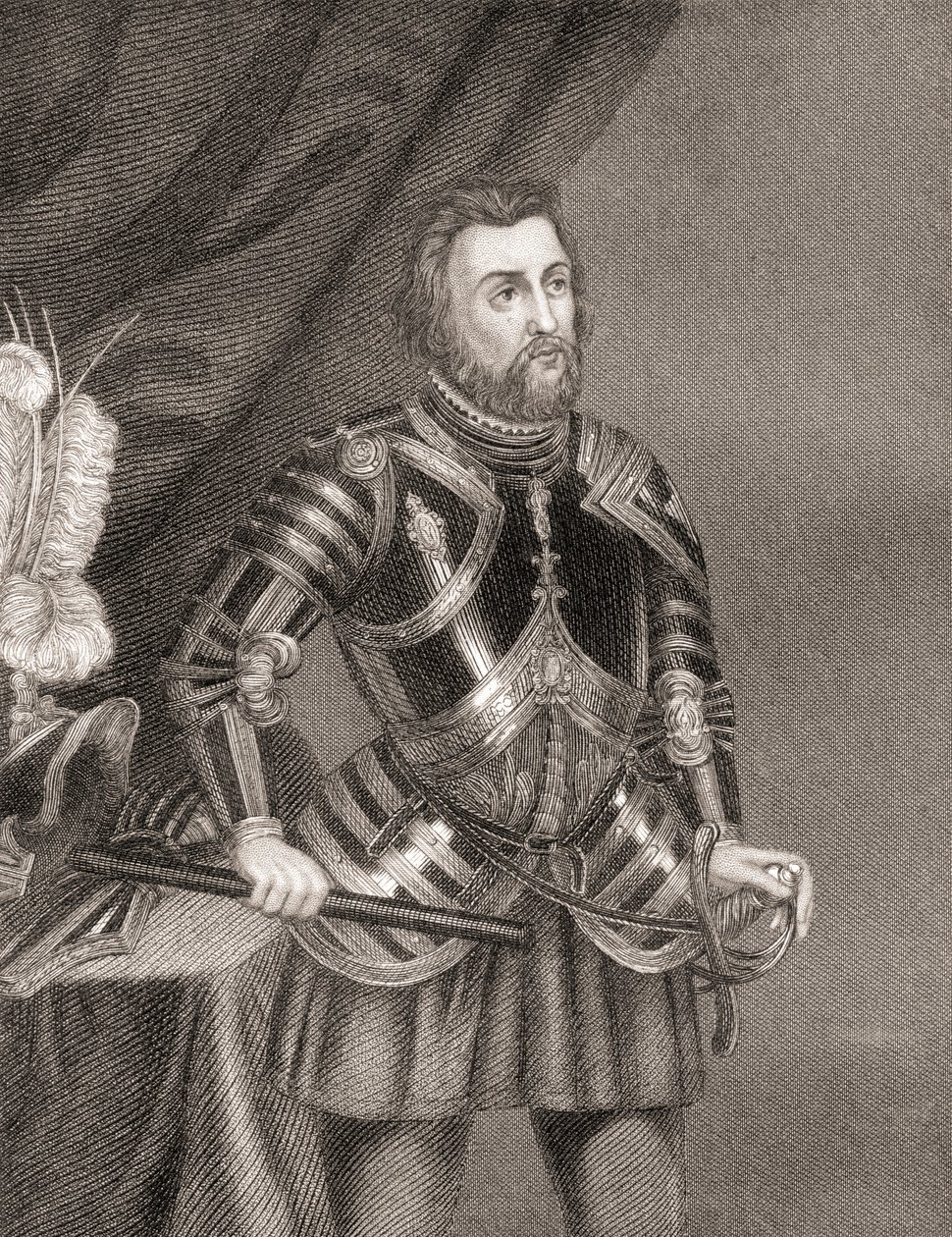 Hernán Cortés de Monroy y Pizarro, da História da Conquista do México, publicado em 1850 de Unbekannt Unbekannt