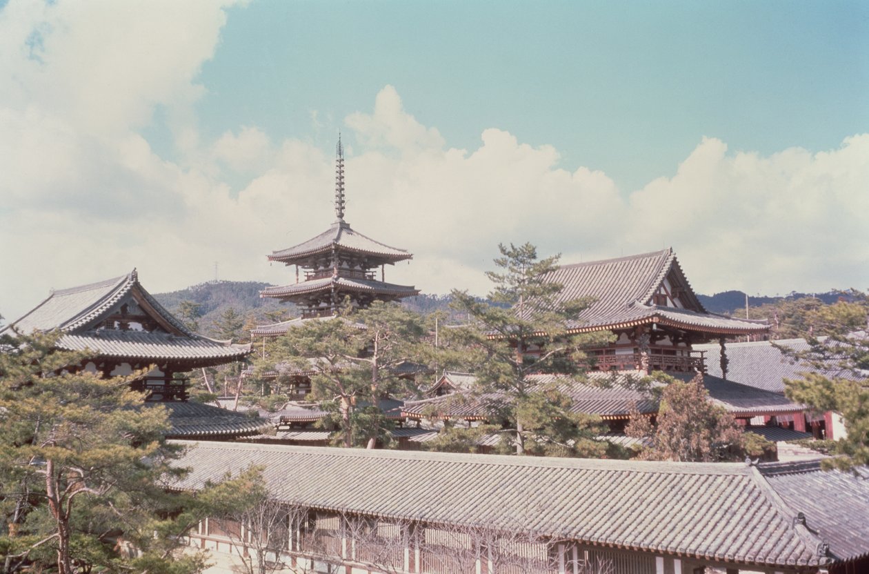 Templo Horyu-ji, Prefeitura de Nara, Japão, construído em 607 AD de Unbekannt Unbekannt