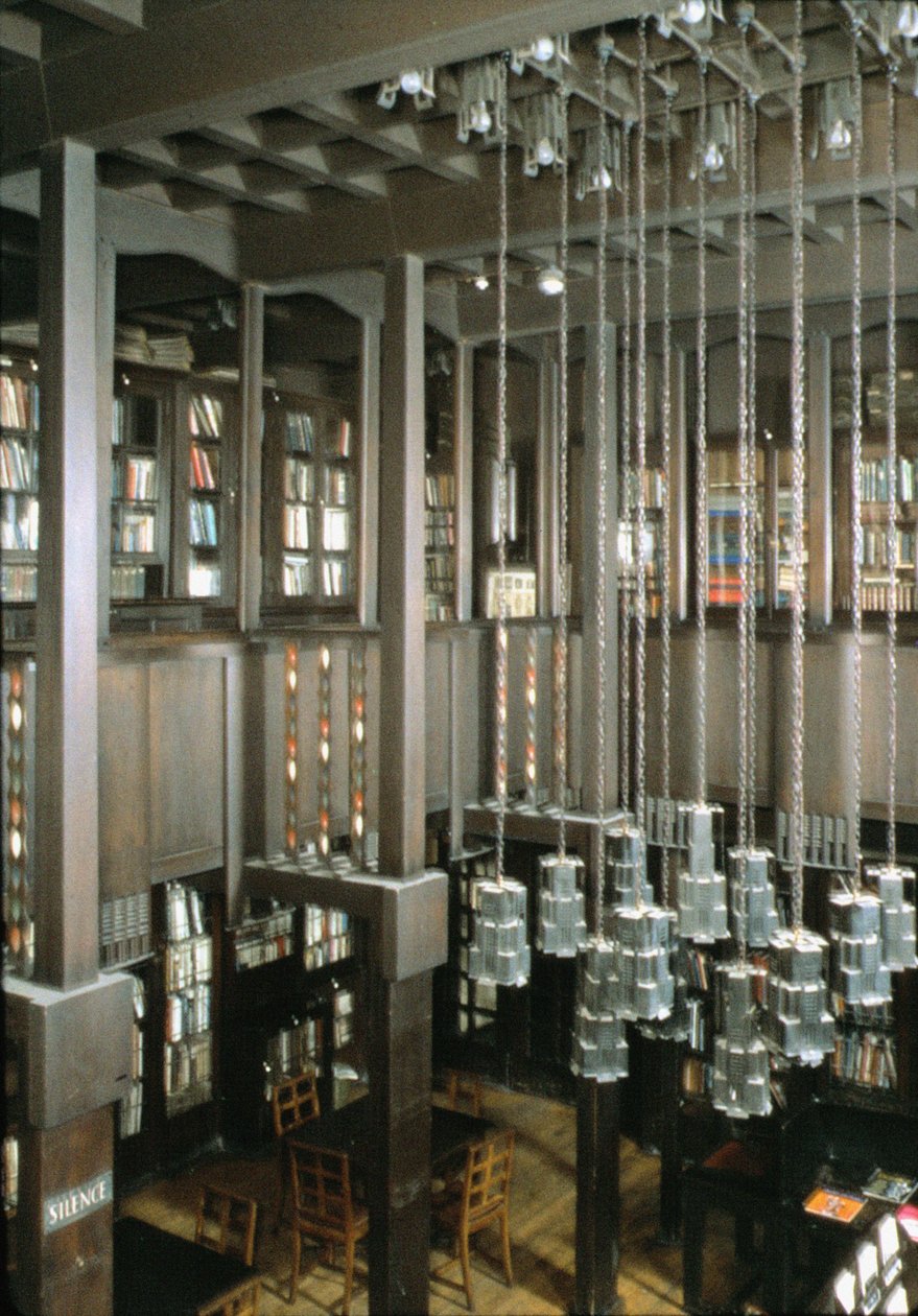 Interior da escola de arte de Glasgow, biblioteca, Escócia, Reino Unido; construído em 1897-1909 por Charles Rennie Mackintosh, (1868-1928) de Unbekannt Unbekannt