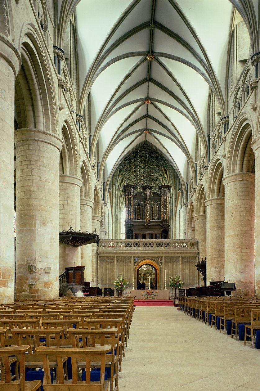 Interior, de, a, nave, gloucester, catedral, gloucestershire, cedo, 12º século de Unbekannt Unbekannt