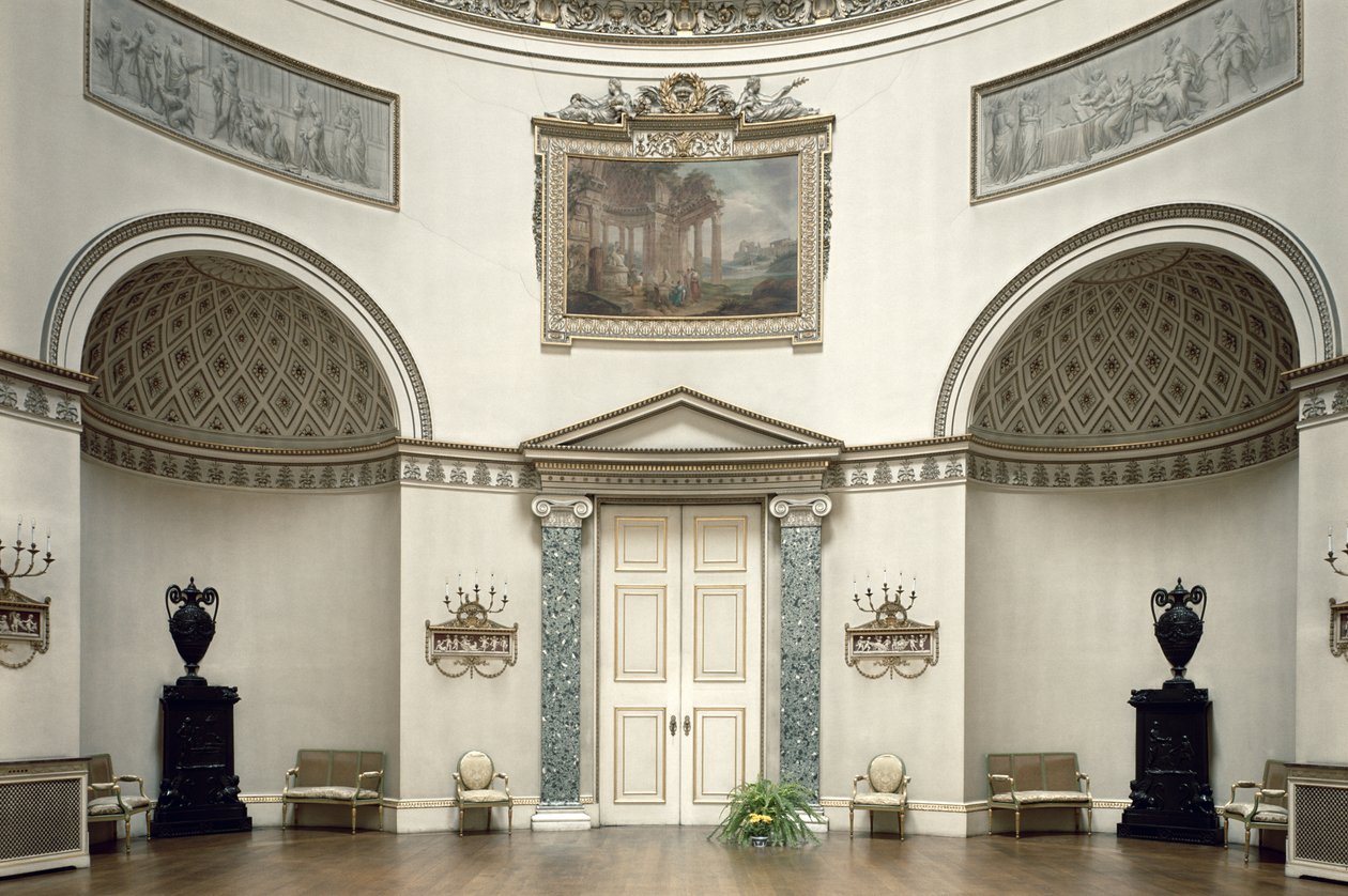 Kedleston Hall, The Saloon, Derbyshire, Reino Unido, projetado por Robert Adam (1728-92) concluído em 1763 de Unbekannt Unbekannt