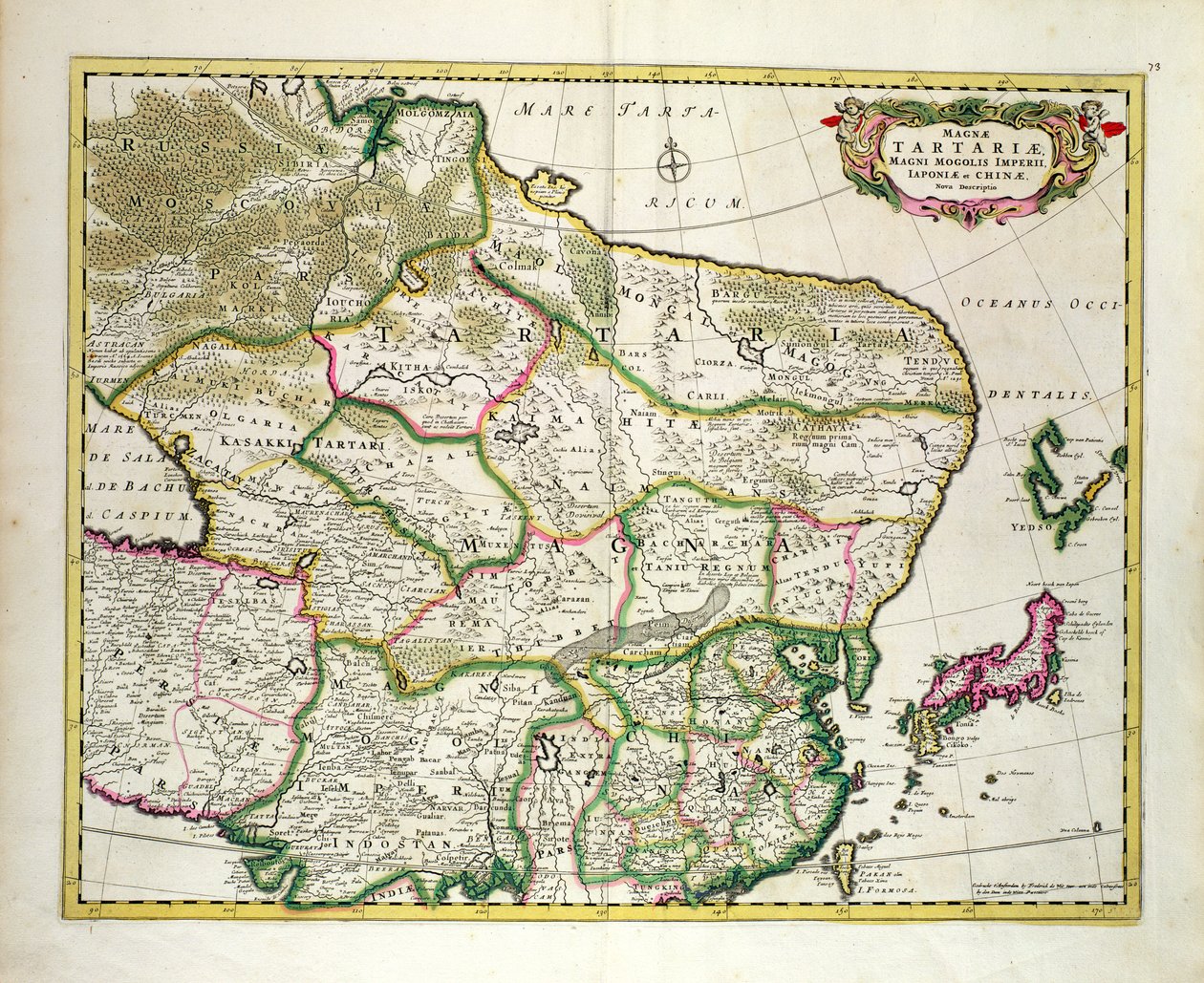 Mapa da Mongólia mostrando parte da Rússia, Japão e China, c.1680, por Frederick de Wit de Unbekannt Unbekannt