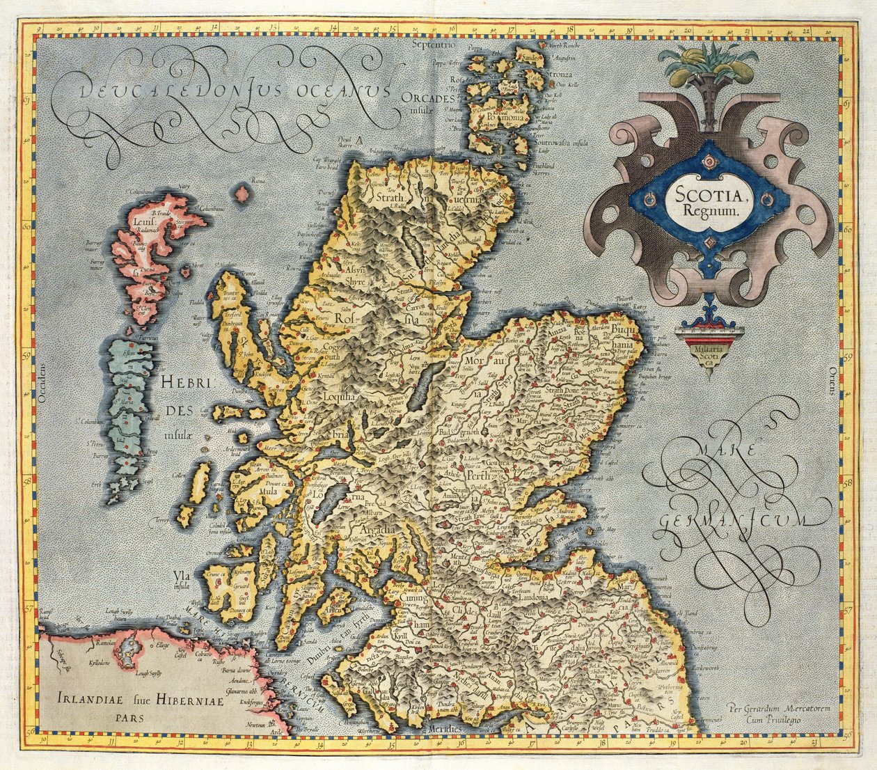 Mapa do Reino da Escócia, do século 17 Scotia Regnum (influenciado pelo Mercators Atlas) de Unbekannt Unbekannt