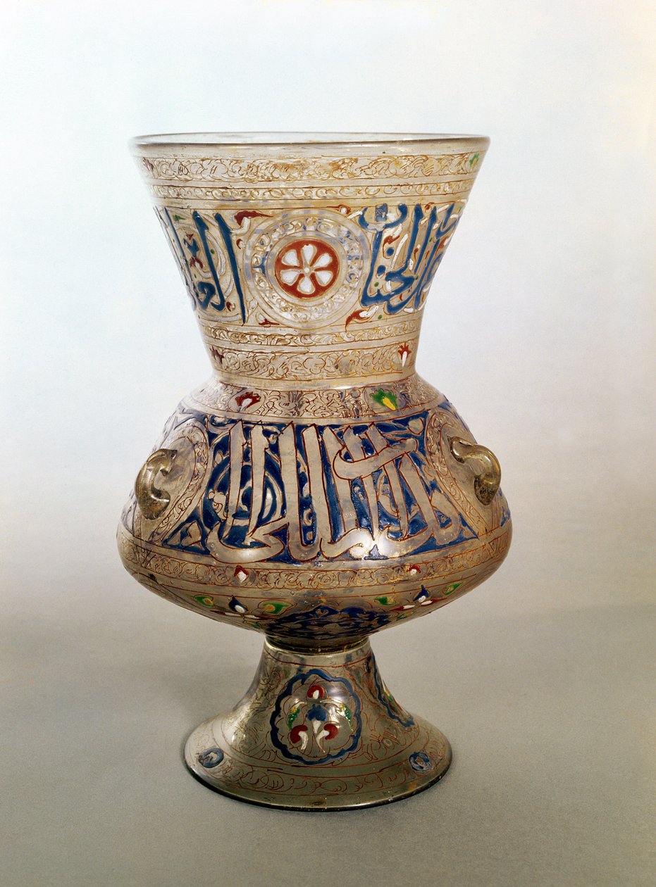 Lâmpada de mesquita, com dedicação a Shibi-Abdania Kafur ar-Rumi, meados do século XIV (vidro esmaltado) de Unbekannt Unbekannt