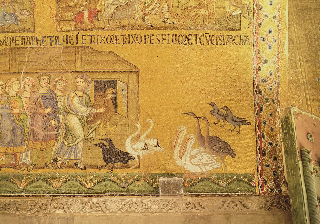Noé levando os animais para a arca, mosaico no vestíbulo de San Marco, Veneza de Unbekannt Unbekannt