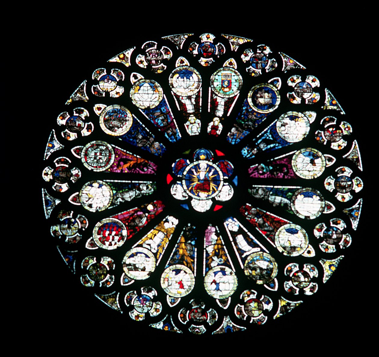 North Rose Window, cantaria do século 13, vidro do meio do século XV de Unbekannt Unbekannt