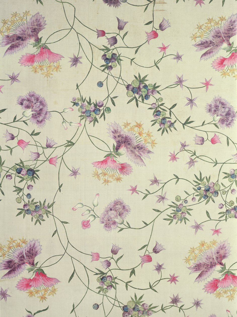 Material pintado com flores naturalistas de Unbekannt Unbekannt