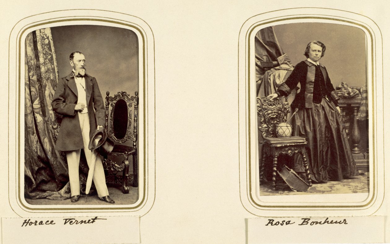 Retratos de Horace Vernet e Rosa Felicidade (foto sépia) de Unbekannt Unbekannt