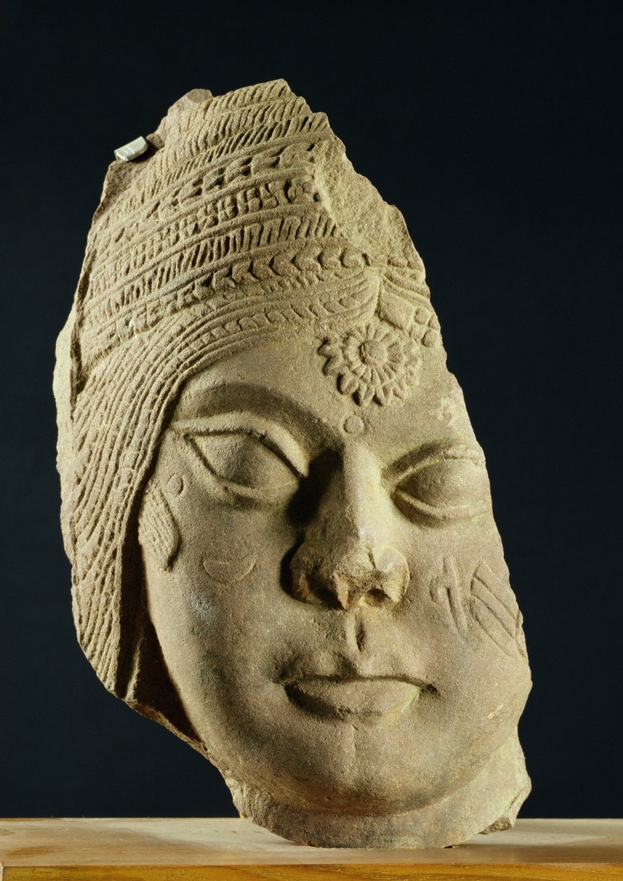 Cabeça de arenito vermelho de Yakshi, Bharhut, século II aC de Unbekannt Unbekannt