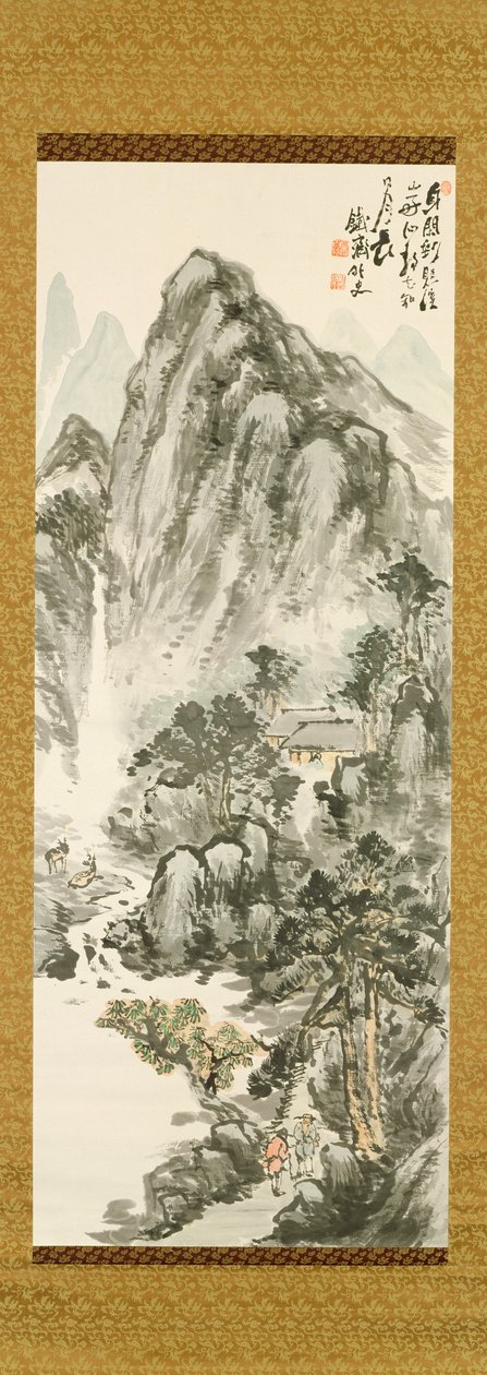 Retiro nas montanhas por Tessai Tomioka (1836-1924), (impressão woodblock cor) de Unbekannt Unbekannt