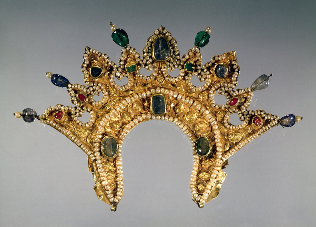 Diadema russo, ouro cravejado de pérolas e gemas semipreciosas, início do século XVII de Unbekannt Unbekannt