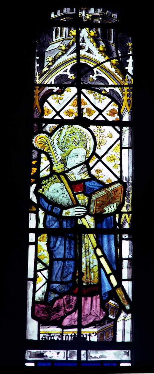 São Cuthbert carregando a cabeça do rei Oswalds, britânica, século XV de Unbekannt Unbekannt