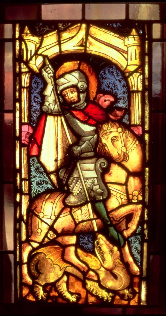 Vitral representando São Jorge e o Dragão de Colônia, c.1300 de Unbekannt Unbekannt