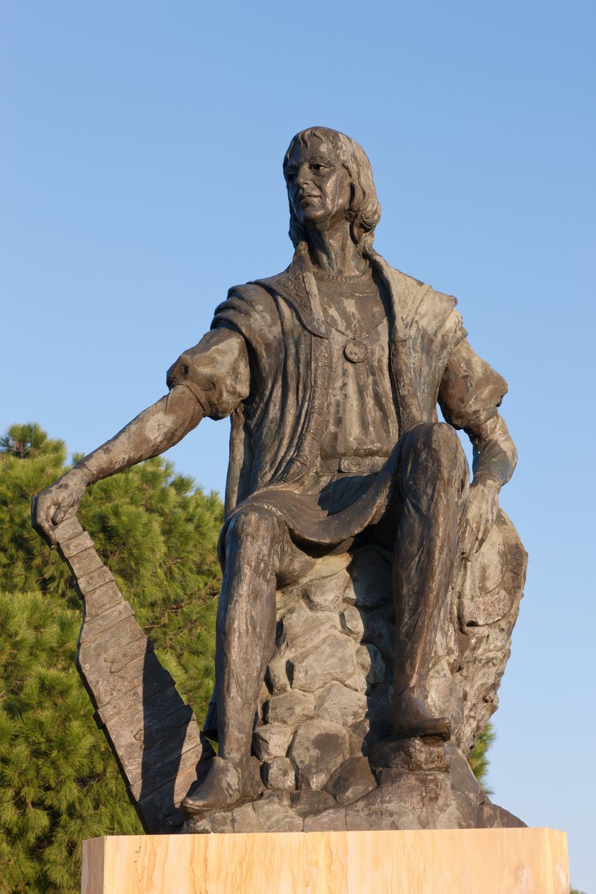 Estátua de Christopher Columbus no monastério de Rabida do La, província de Huelva, a Andaluzia, Spain do sul. de Unbekannt Unbekannt