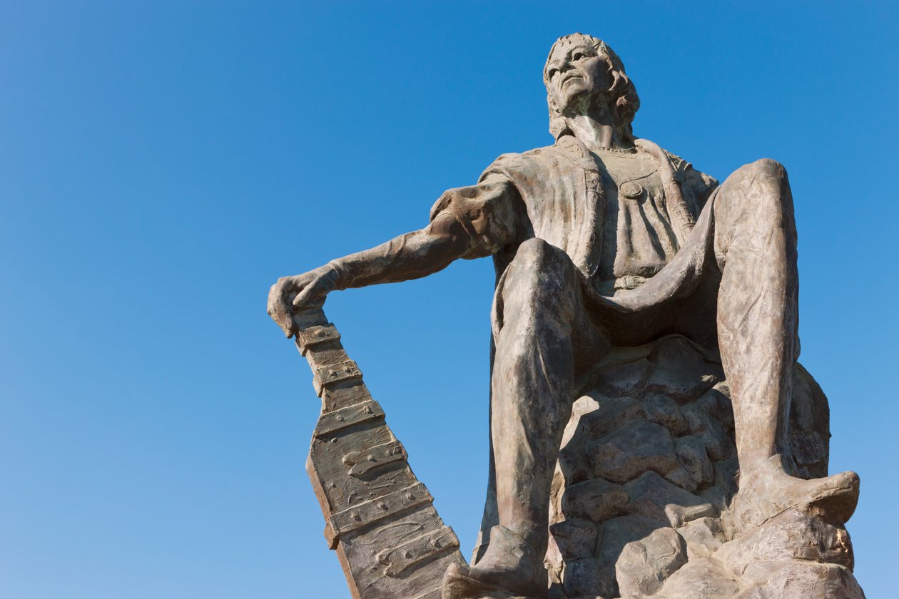 Estátua de Christopher Columbus no monastério de Rabida do La, província de Huelva, a Andaluzia, Spain do sul. de Unbekannt Unbekannt