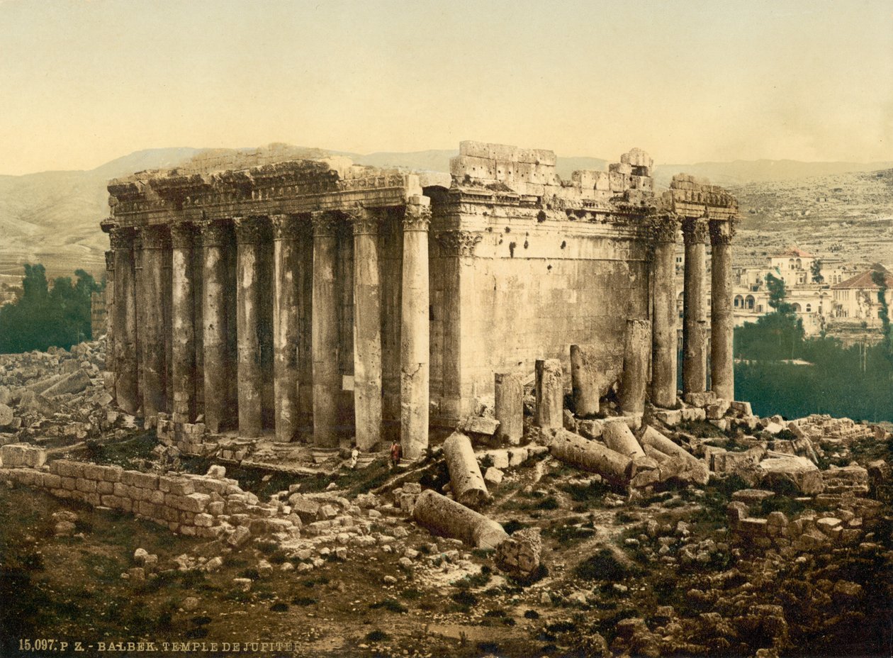 Templo de Júpiter, exterior, Baalbek, Terra Santa, (isto é, Ba&39;labakk, Líbano), c.1890-c.1900 de Unbekannt Unbekannt