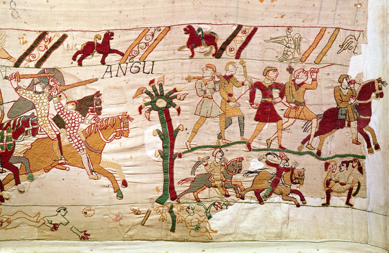 Os ingleses viram em fuga após a morte do rei Harold, tapeçaria de Bayeux de Unbekannt Unbekannt