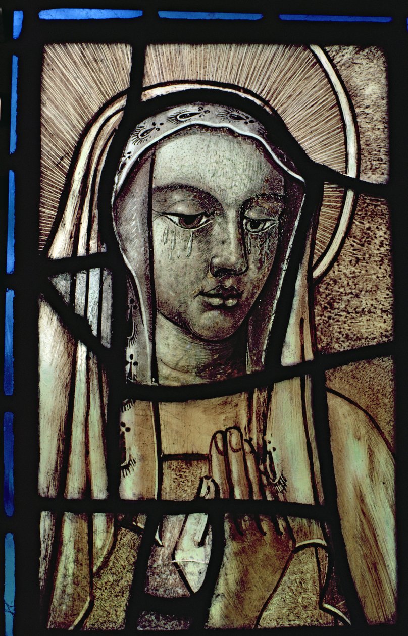 A cabeça da Virgem Maria, restaurada, britânica, século XIII de Unbekannt Unbekannt