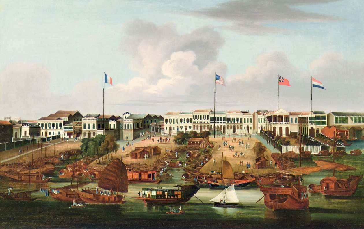 Os Hongs do cantão - comércio de China, c.1850 de Unbekannt Unbekannt