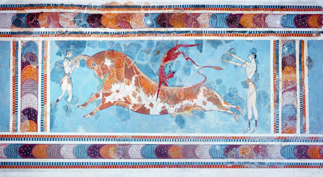 O, toreador, fresco, knossos, palácio, crete, c.1500, bc de Unbekannt Unbekannt