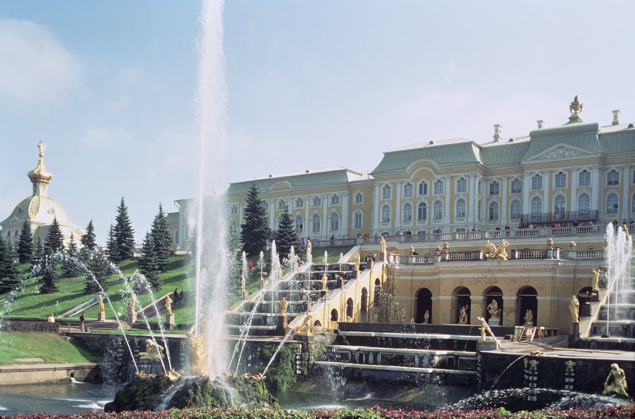 Vista, de, peterhof, palácio, sobre, a, sanson, chafariz, de, a, terraços de Unbekannt Unbekannt