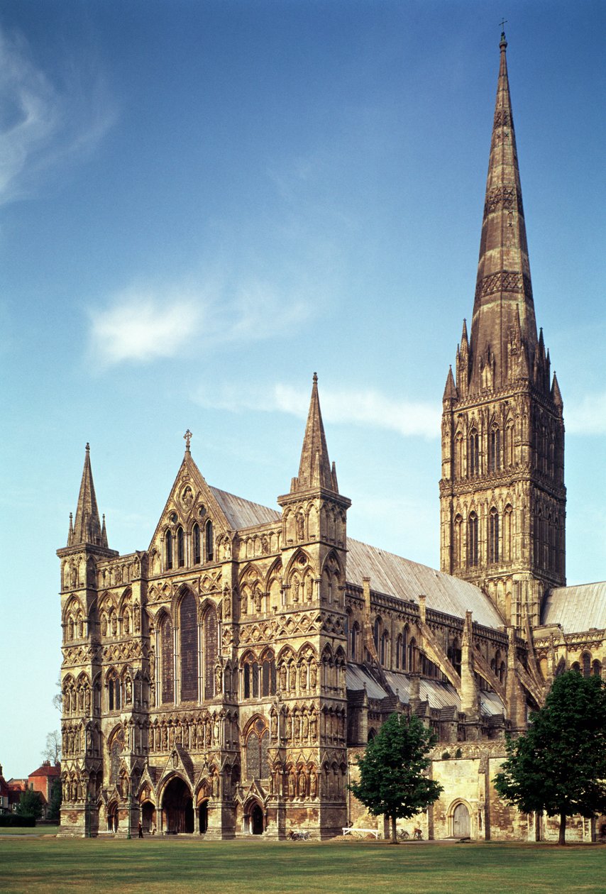 Vista da Catedral de Salisbury do sudoeste, 1220-58 de Unbekannt Unbekannt