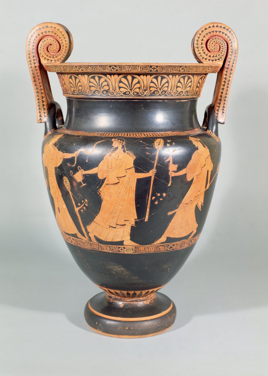 Volute krater, cena dionisíaca mostrando desmembramento ritual de um animal selvagem, sótão, 450-425 BC de Unbekannt Unbekannt