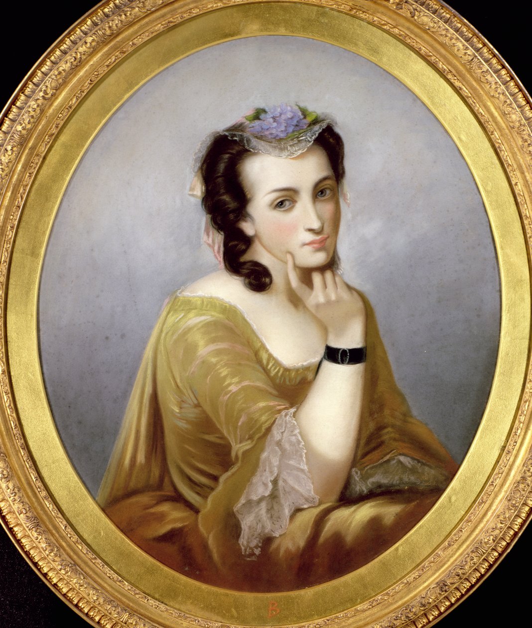 Mulher, em, um, watteau, vestido, c.1870, (pastel) de Unbekannt Unbekannt