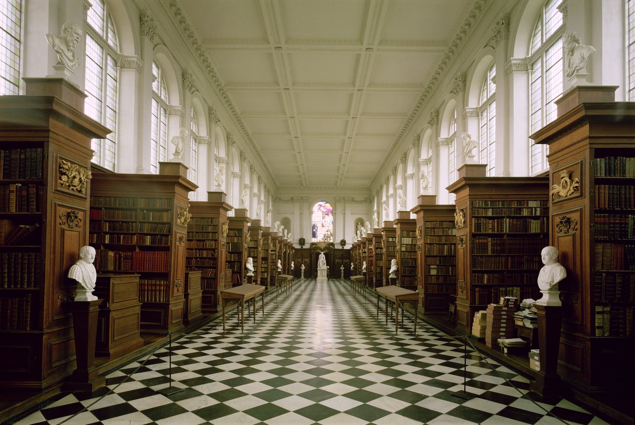 Wren Library, Vista interior, 1676-84, construída por Sir Christopher Wren, Faculdade Trinity, Cambridge, Reino Unido (1632-1723) de Unbekannt Unbekannt