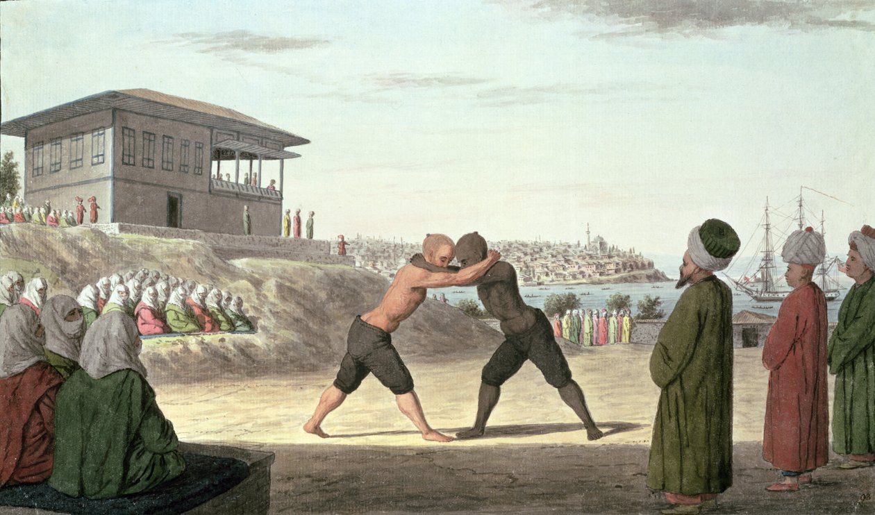 Wrestling Match, Constantinopla (wc no papel) de Unbekannt Unbekannt