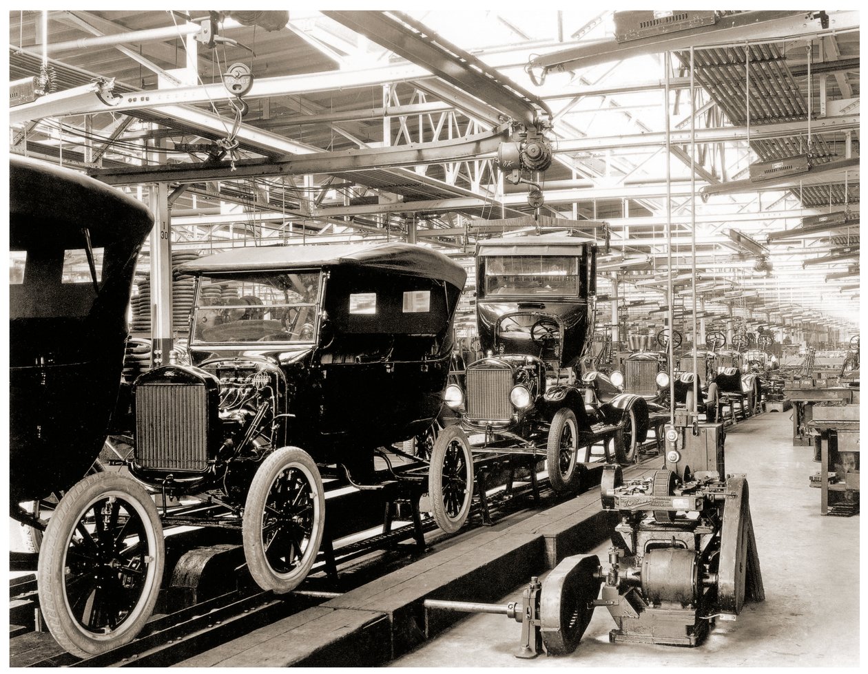 Linha de montagem da Ford, Detroit. 1924 de Unbekannt Unbekannt