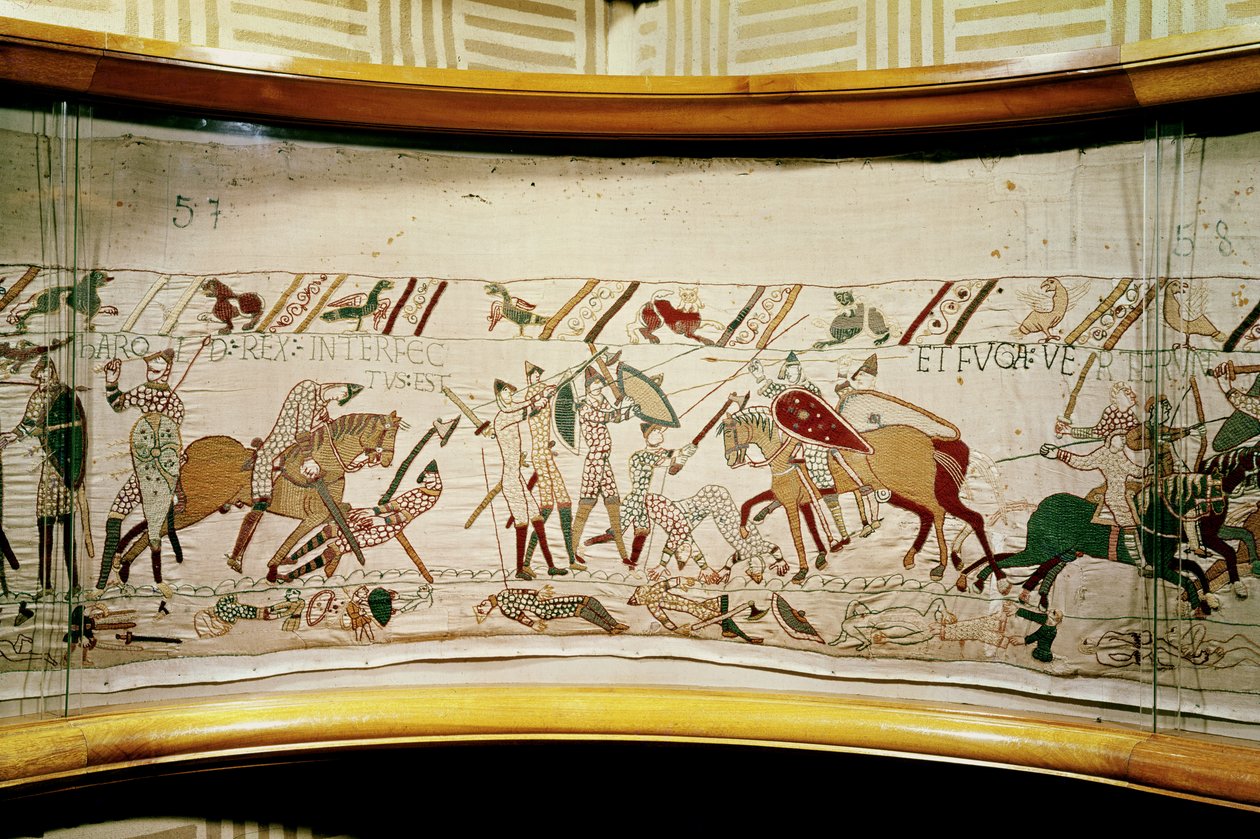 Rei Harold é morto e os ingleses viram em fuga, Bayeux Tapestry de Unbekannt Unbekannt
