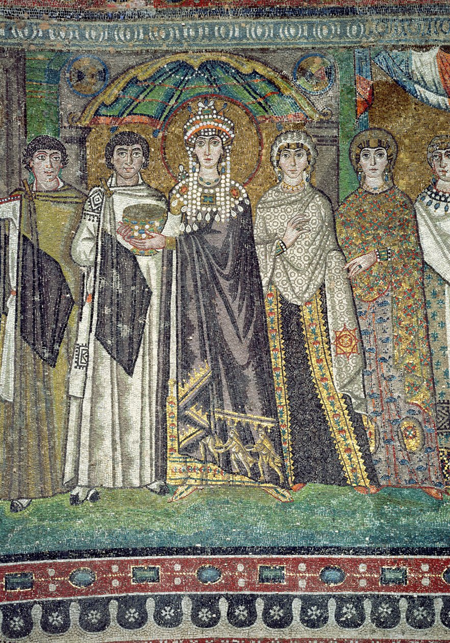 Teodora e sua corte, detalhe da Imperatriz, c.547 dC de Unbekannt Unbekannt