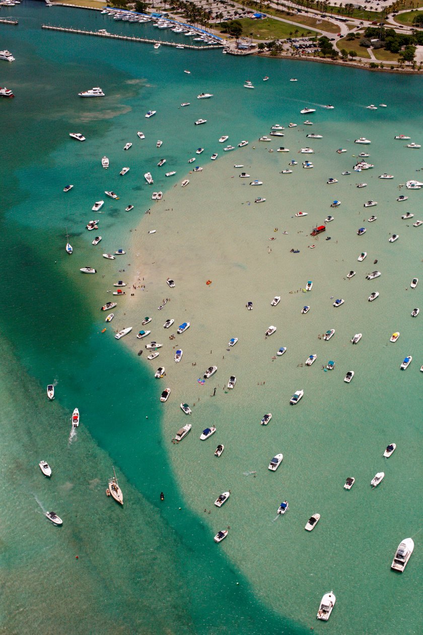 Vista aérea de barcos no mar, Miami de Unbekannt Unbekannt