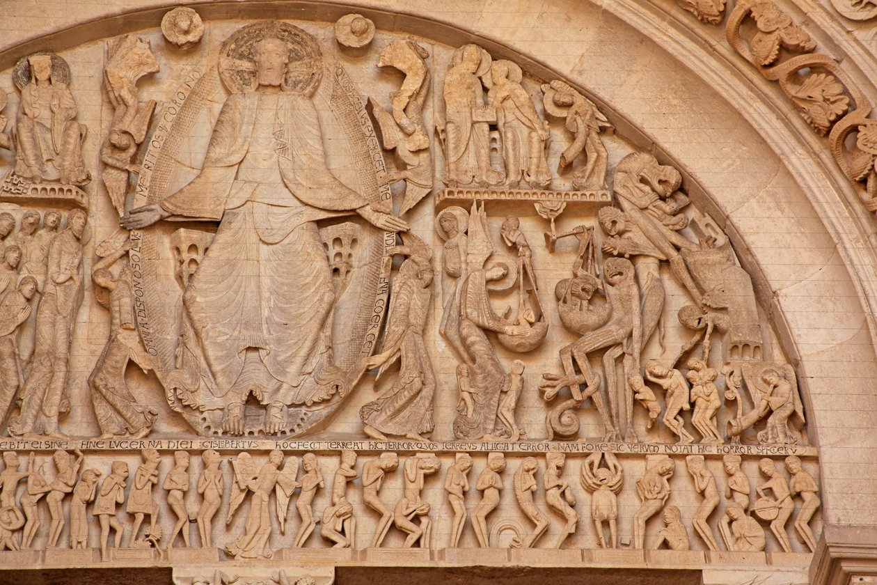 Catedral de Autun: O tímpano do portal oeste: Cristo no último julgamento: lado direito de Unbekannt Unbekannt