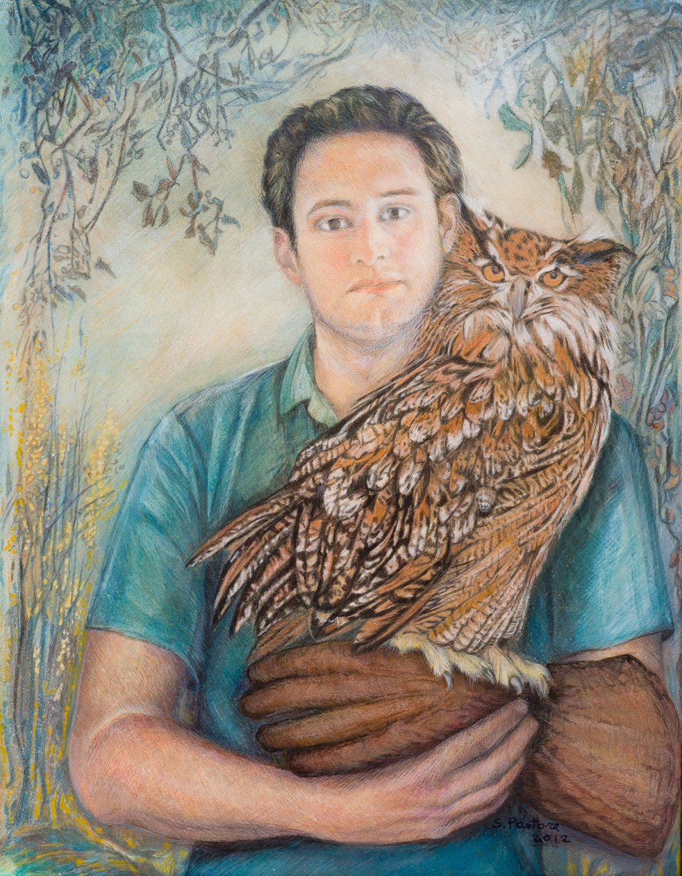 Menino, com, coruja, 2012 de Unbekannt Unbekannt